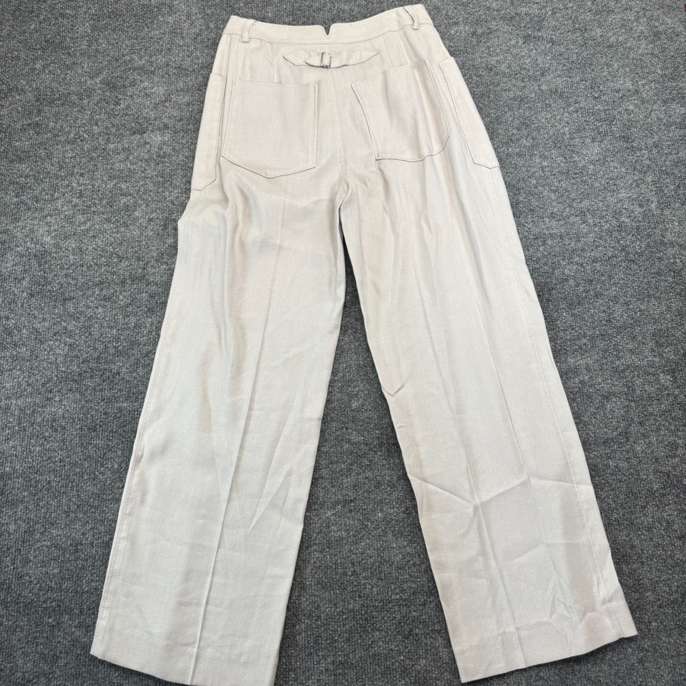 Club Monaco Women's Tea Lounge Wide Leg Utility Pants Cream Cropped Size 0 - Picture 7 of 9